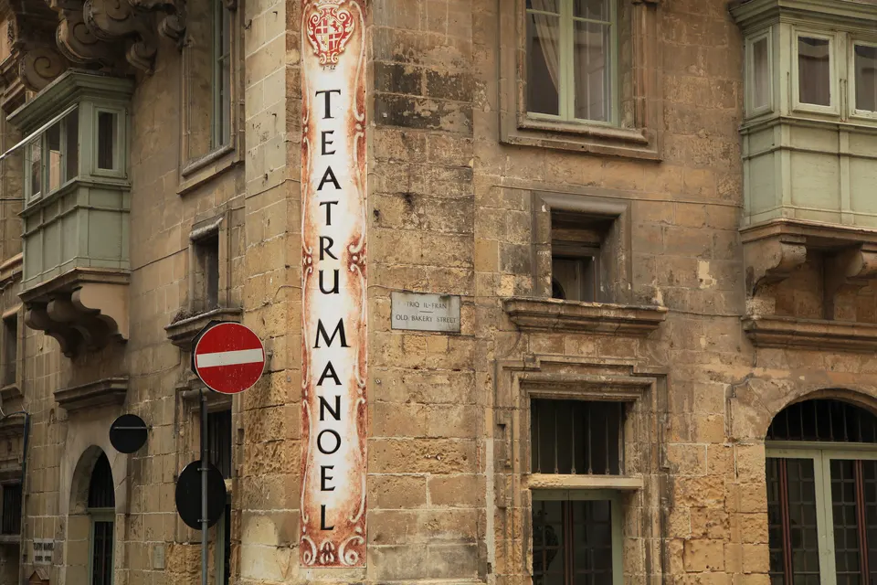 The Teatru Manoel sign on Old Theatre Street, Valletta